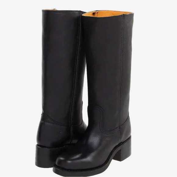 Frye 14L Campus Black Square Toe Pull On Riding Boots Women’s 8 Shoes Made in US - Picture 1 of 10